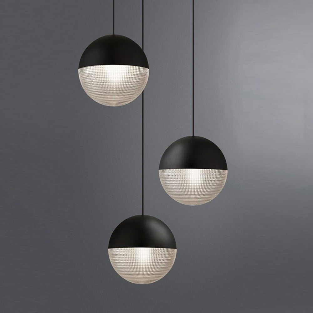 Valentina Suspenison Boule Contemporaine, Métal/Verre, Noir/Or, Bar/Salon/Chambre