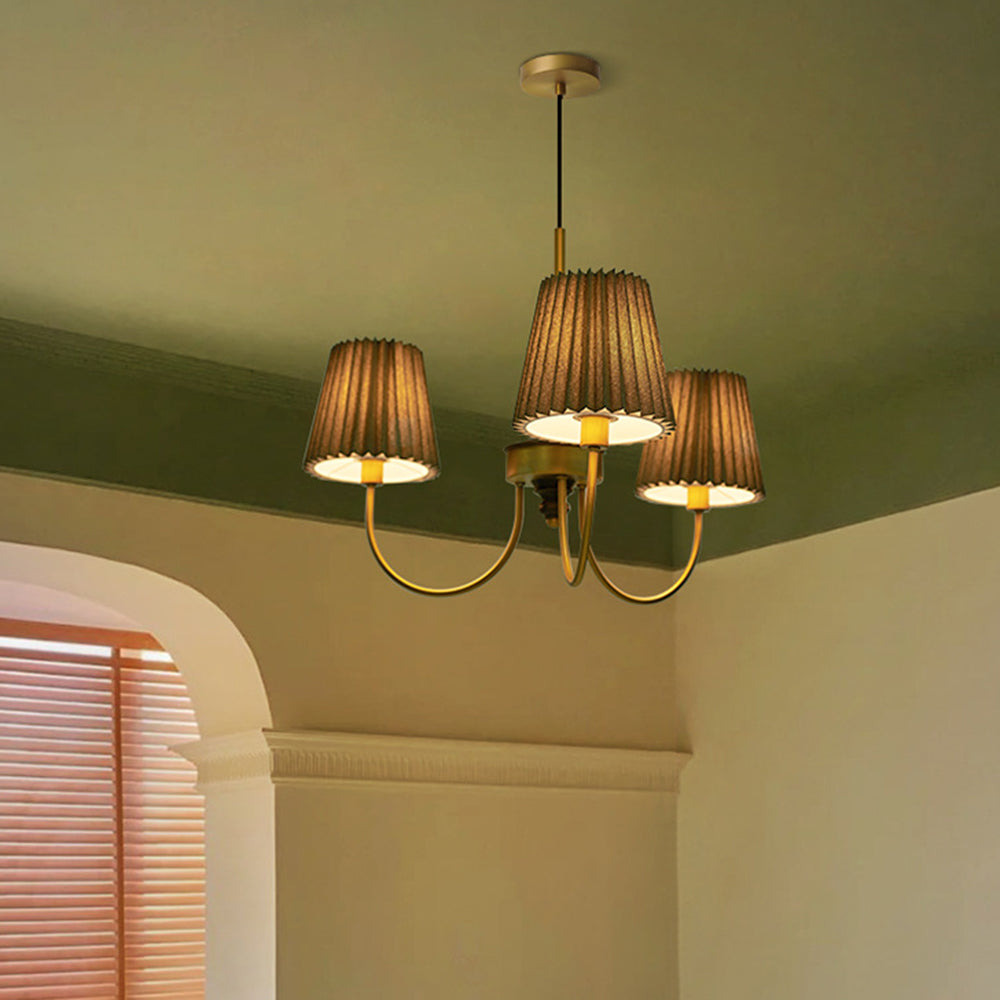 Silva Lustre Vintage, Métal/Tissu, Blanc/Vert, Salle à Manger/Salle à Séjour