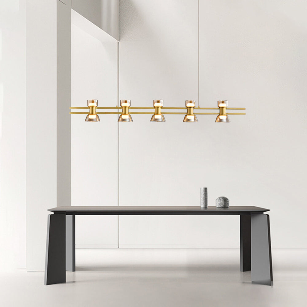 Arisha Suspension Linéaire Simple, Cuivre/Verre, Noir/Or, Salle de Bain/Chambre