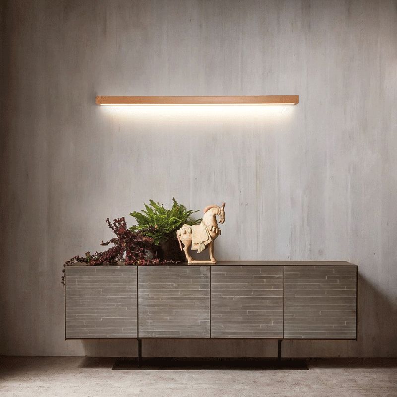 Vominex Applique Murale Miroir Linéaire Minimaliste Bois Salon-Cielum