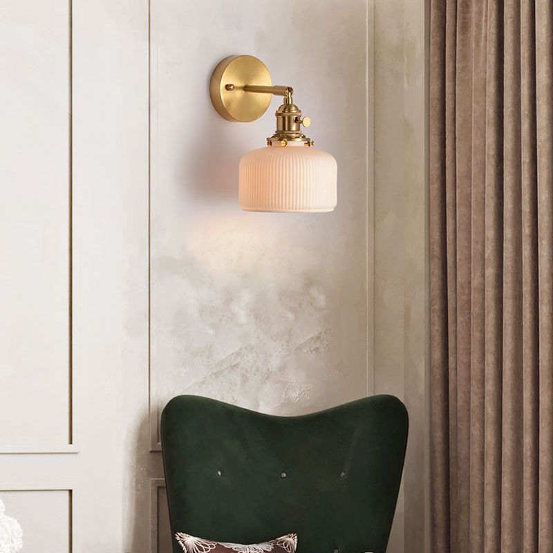 Dominex Applique Murale Géométrique Vintage. Métal/Céramique. Blanc. Chambre-Cielum