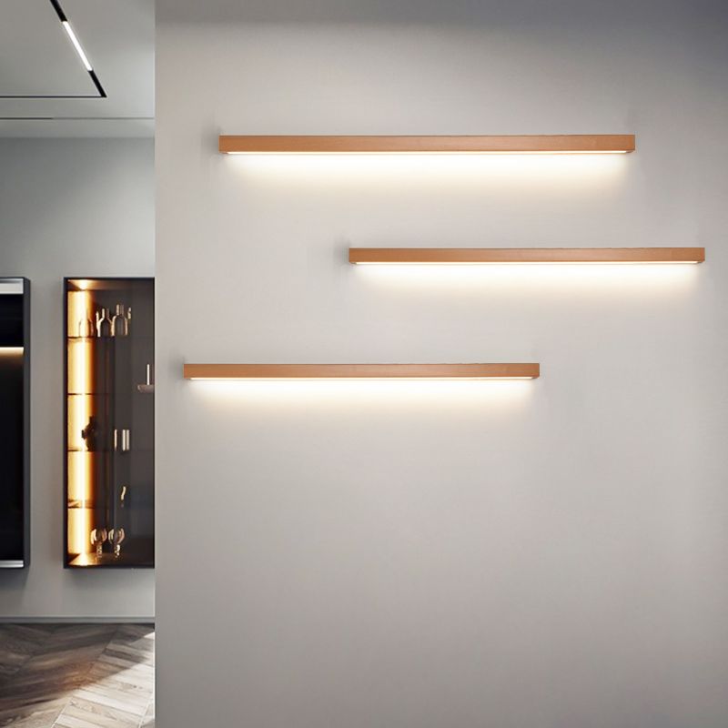 Vominex Applique Murale Miroir Linéaire Minimaliste Bois Salon-Cielum