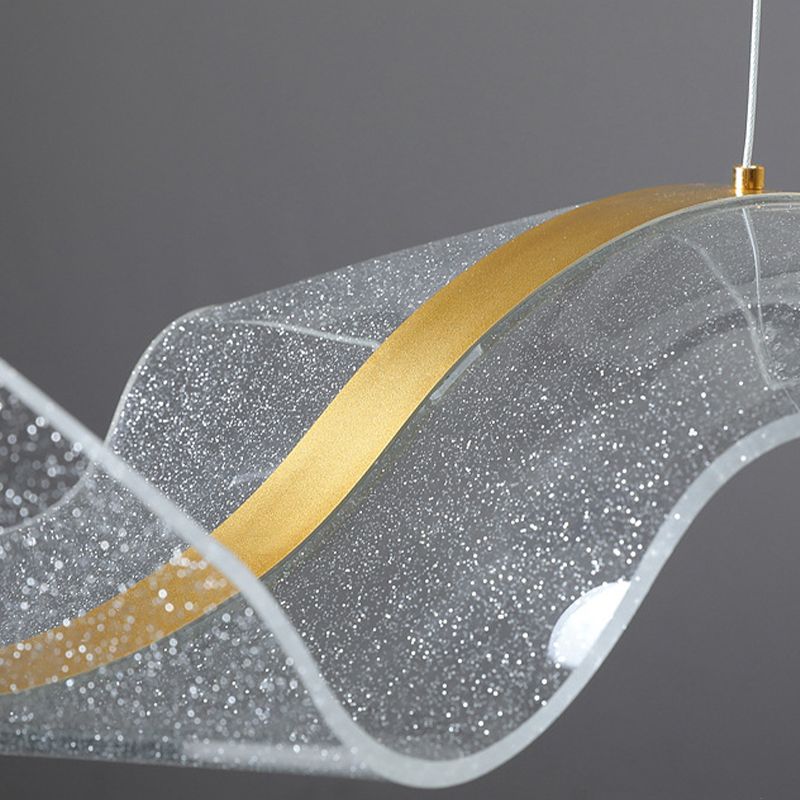 Lavorix Luminaires Suspensions Vague Moderne Métal/Acrylique Blanc/Doré Salon-Cielum