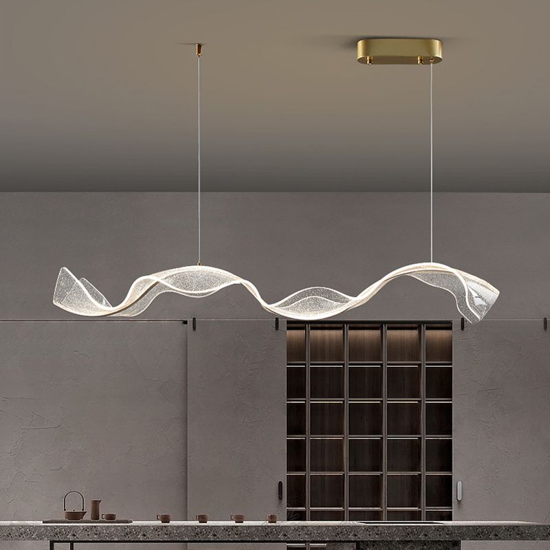 Lavorix Luminaires Suspensions Vague Moderne Métal/Acrylique Blanc/Doré Salon-Cielum