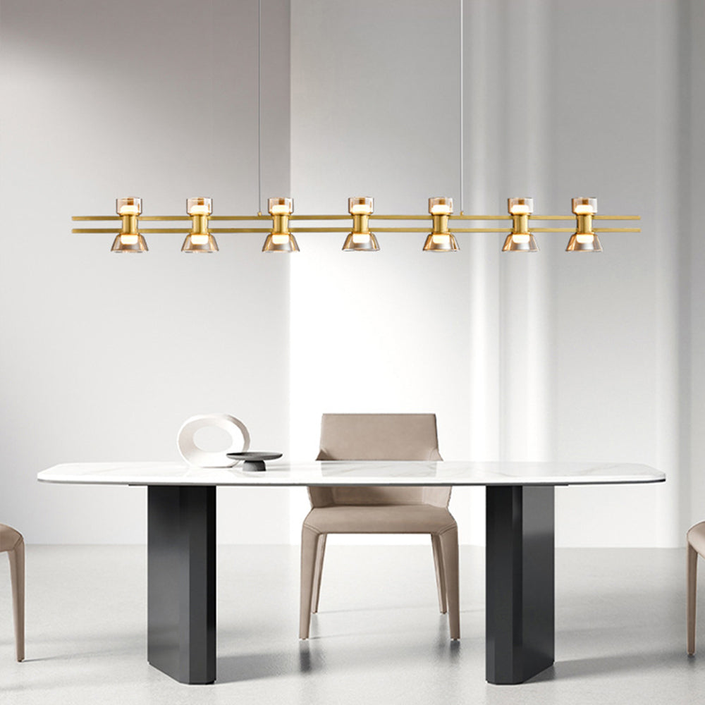 Arisha Suspension Linéaire Simple, Cuivre/Verre, Noir/Or, Salle de Bain/Chambre