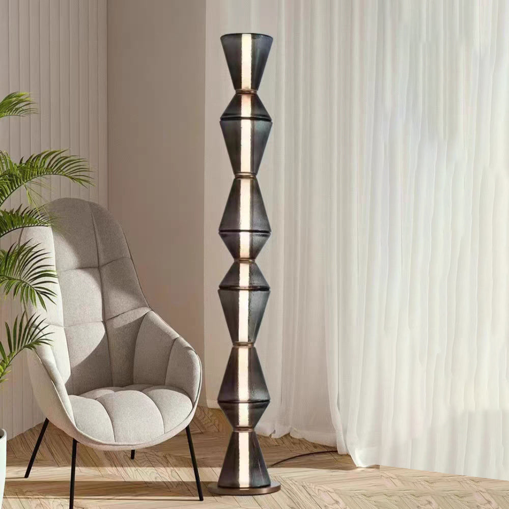 Arisha Suspension/Lampadaire Irrégulier Moderne, Verre/Metal, Noir, Chambre