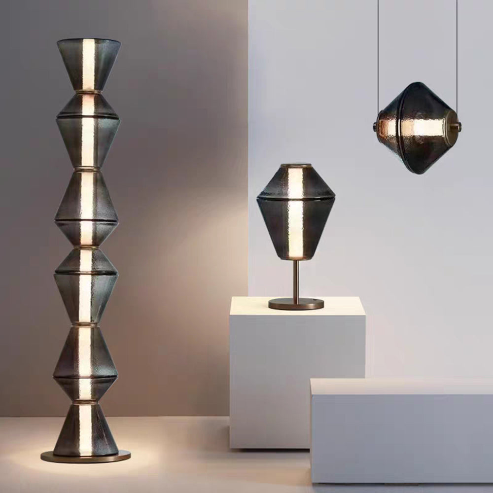 Arisha Suspension/Lampadaire Irrégulier Moderne, Verre/Metal, Noir, Chambre