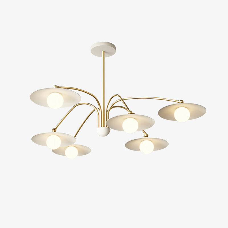 Arisha Suspension Fleur Art Déco, Métal/Verre, Blanc, Salon