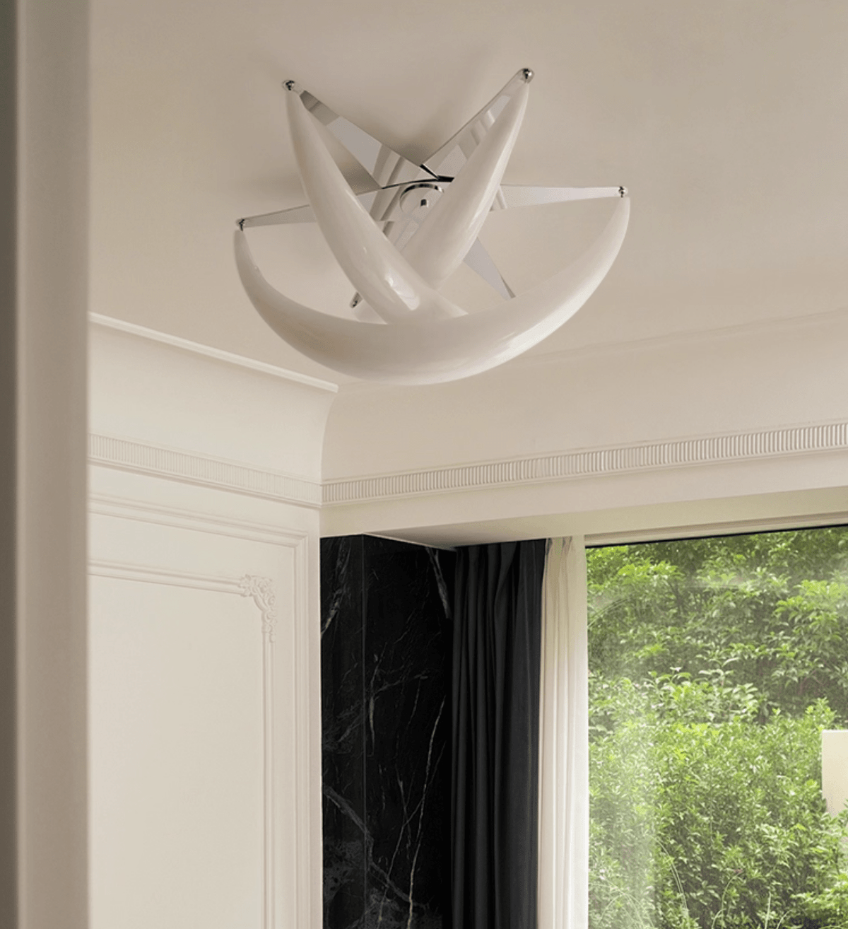 Maia Plafonnier Contemporaine en Résine Blanche