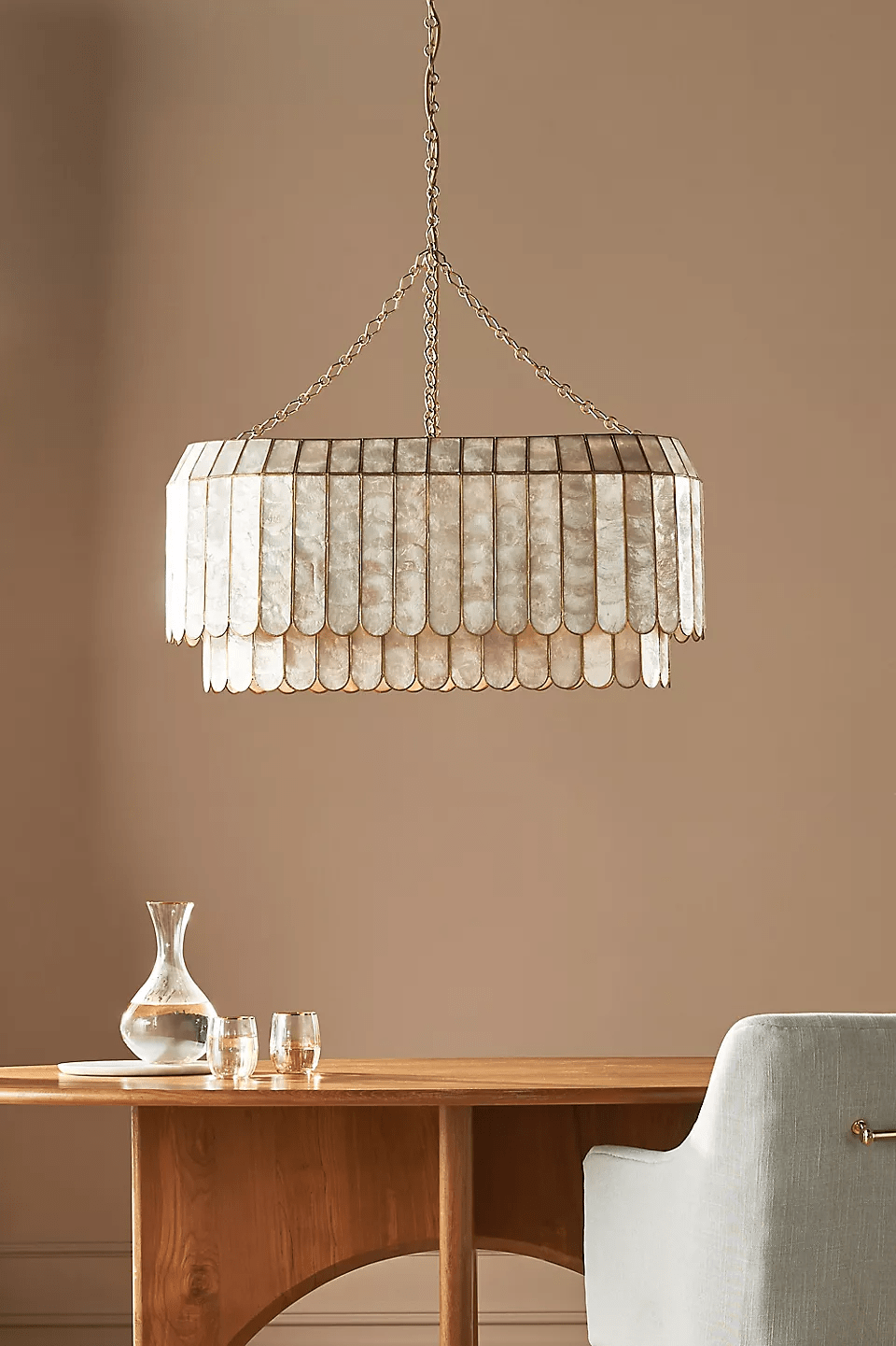 Holz Lustre en Métal Doré Aurelia