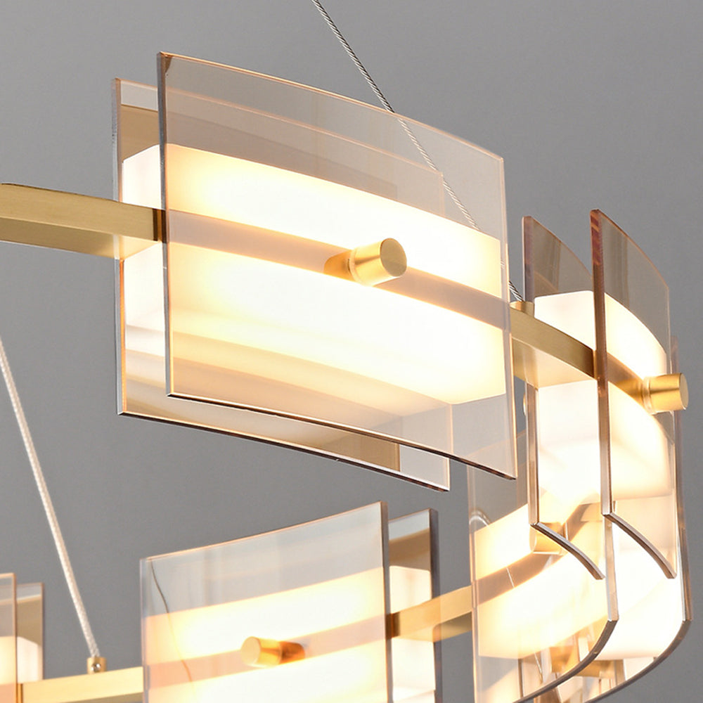 Arisha Suspension Anneau Simple, Cuivre/Verre, Noir/Or, Salon/Chambre