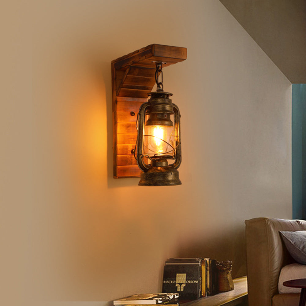 Epoch Applique Murale en Forme de Lantern, Métal et Bois, 12x40CM