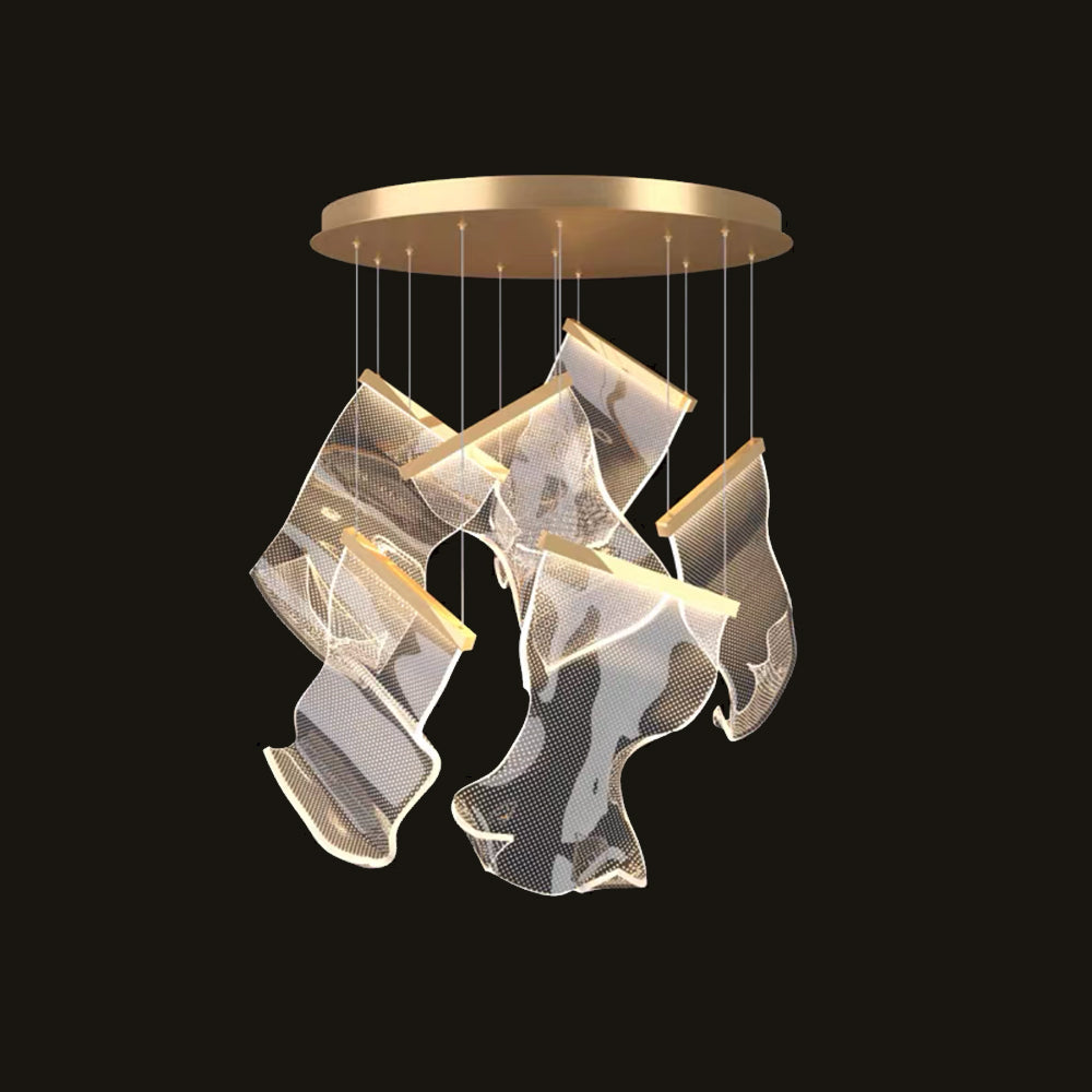 Nerivon Suspension Carrée Contemporaine Métal/Acrylique Doré Salon/Escalier-Cielum