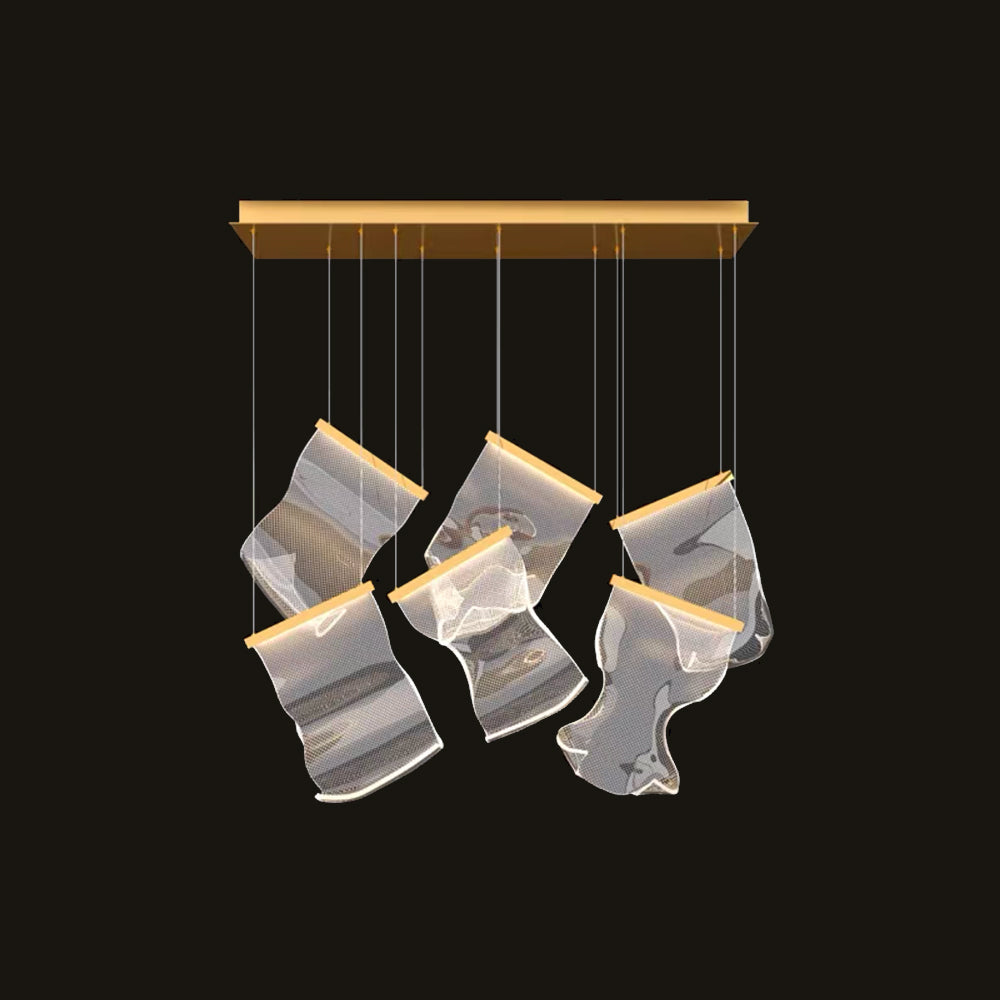 Nerivon Suspension Carrée Contemporaine Métal/Acrylique Doré Salon/Escalier-Cielum