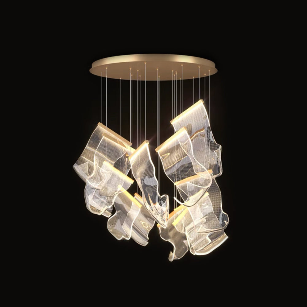 Nerivon Suspension Carrée Contemporaine Métal/Acrylique Doré Salon/Escalier-Cielum