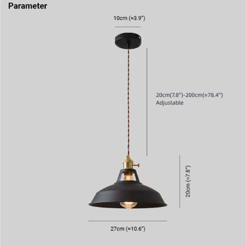 Naren Lampe Suspension Luminaire Vintage. Métal. Noir/Blanc. Salle à Manger-Cielum
