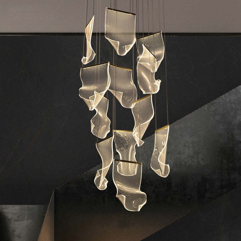 Nerivon Suspension Carrée Contemporaine Métal/Acrylique Doré Salon/Escalier-Cielum