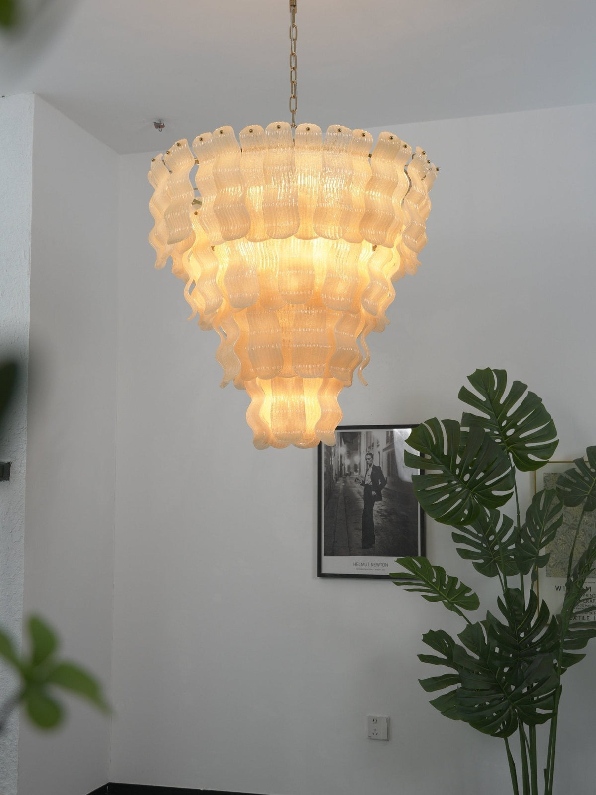 Borzi Lustre en Verre Jaune Feuille Luxueuse