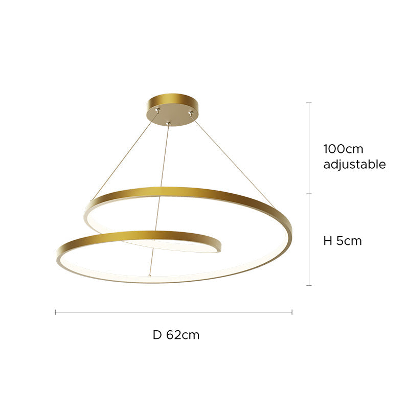 Arisha Suspension Cercle Courbé, Cuivre pur, Noir/Or, Salle à Manger/Chambre à Coucher
