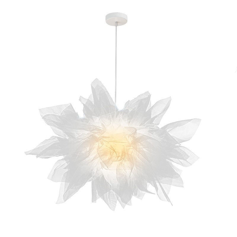 Arisha Suspension Moderne en Forme de Fleur, Tissu, Blanc, Salon/Chambre à Coucher