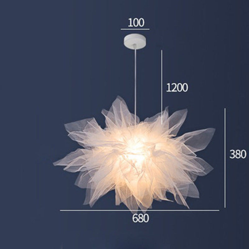 Arisha Suspension Moderne en Forme de Fleur, Tissu, Blanc, Salon/Chambre à Coucher