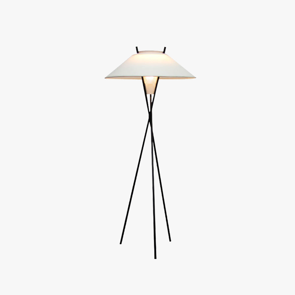 Arisha Lampadaire Trépied Simple, Métal/Tissu, Blanc, Chambre/Salon
