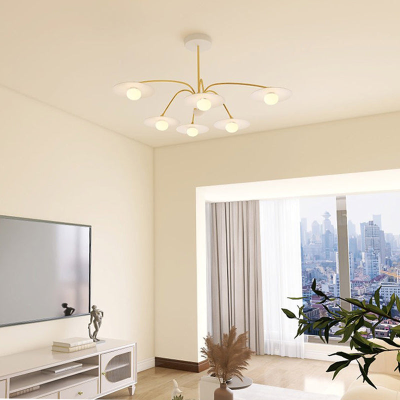 Arisha Suspension Fleur Art Déco, Métal/Verre, Blanc, Salon