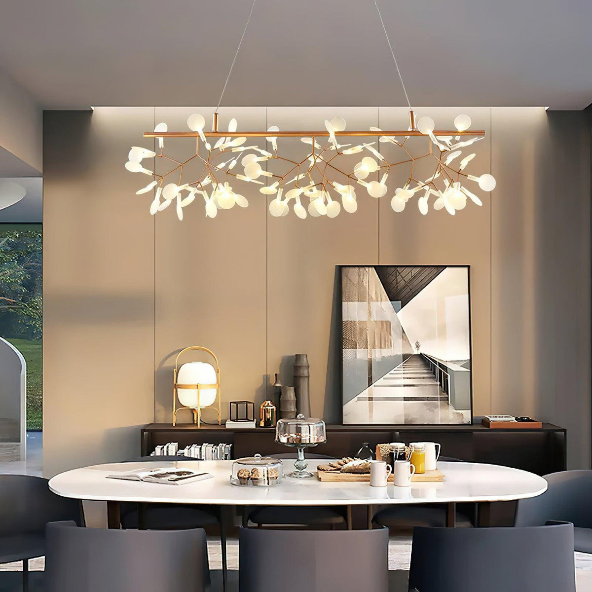 Kevenq Lustre LED À Branches Longues Et Linéaires Artistiques-Cielum