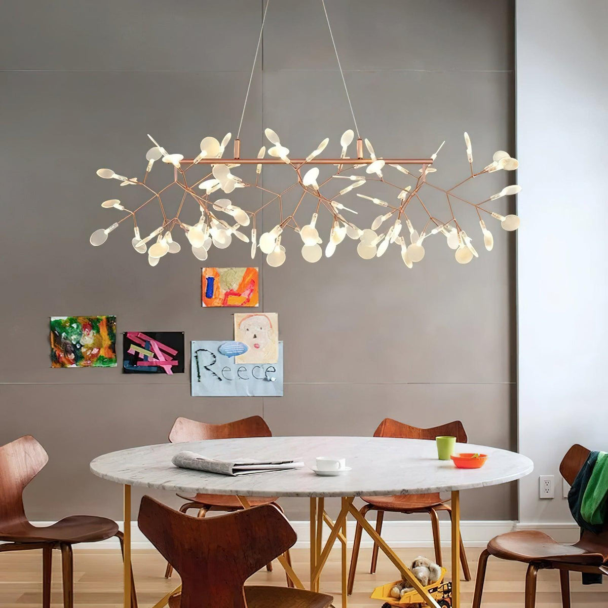 Kevenq Lustre LED À Branches Longues Et Linéaires Artistiques-Cielum
