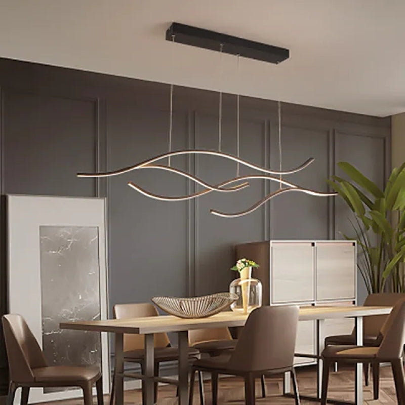 Tiroven Luminaires Suspension linéaire. LED Noir/Or. Salon-Cielum