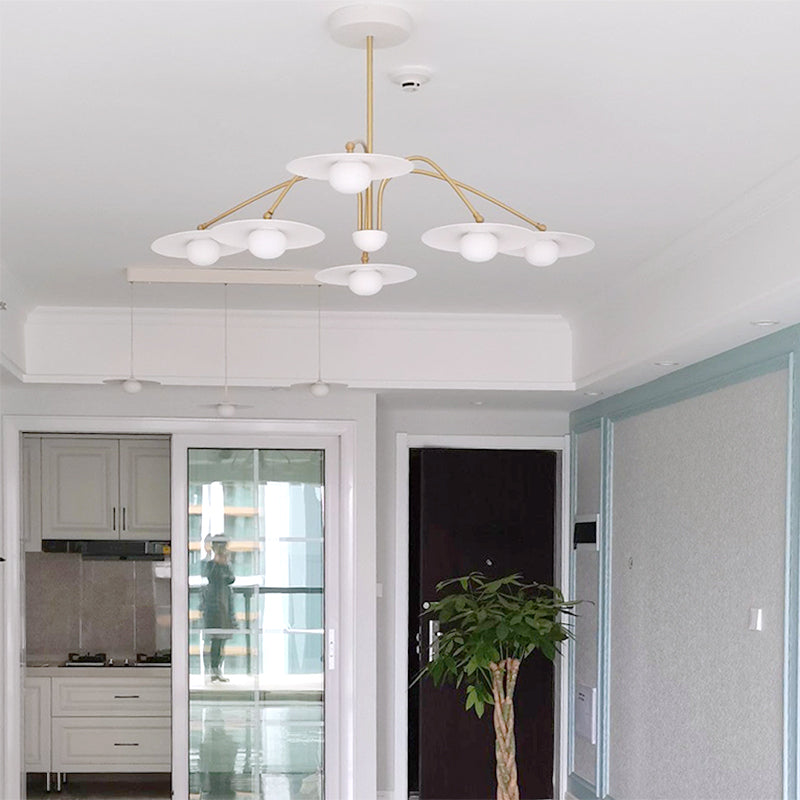 Arisha Suspension Fleur Art Déco, Métal/Verre, Blanc, Salon
