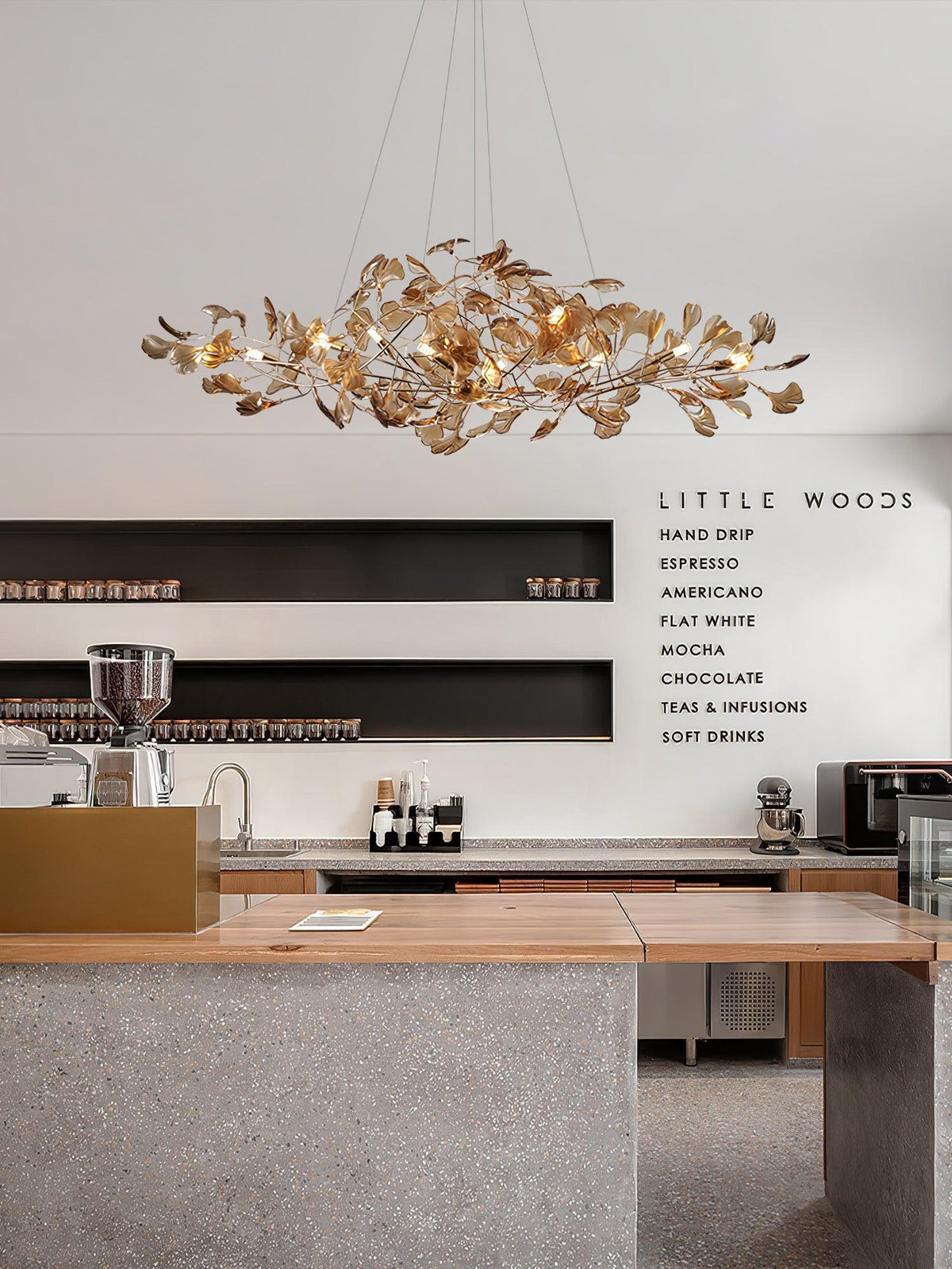 Tirov Lustre de luxe en feuille de ginkgo-Cielum