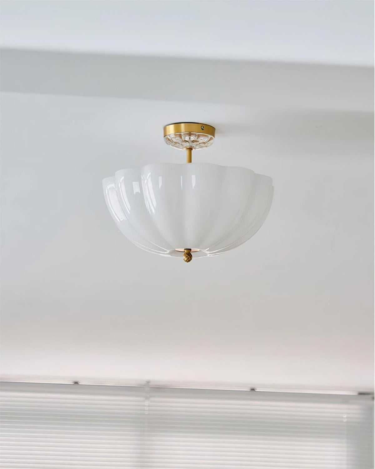 Cava Ceiling Light Brass and Glass with Elegant Petal Silhouette Modern-Neutral Decor