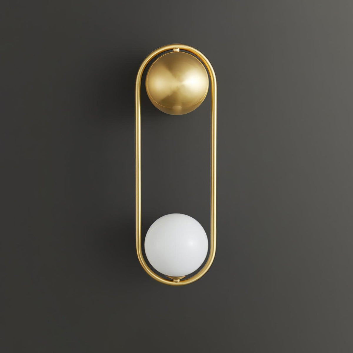 Wall Lamp with Brass Loop Frame and Glass Globe-Neutral Decor