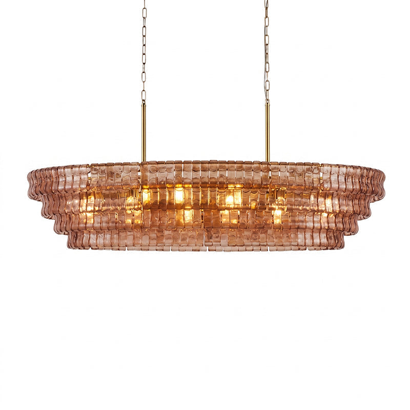 The black glass Albano Chandelier as a centerpiece.