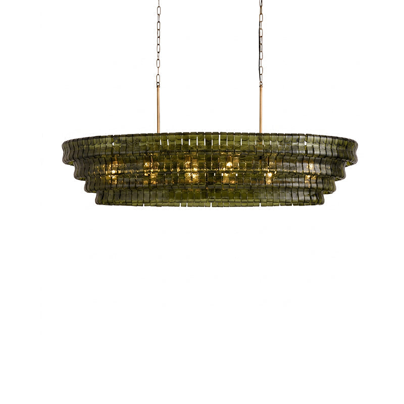 Texture detail of a single glass louver from the Albano Chandelier.