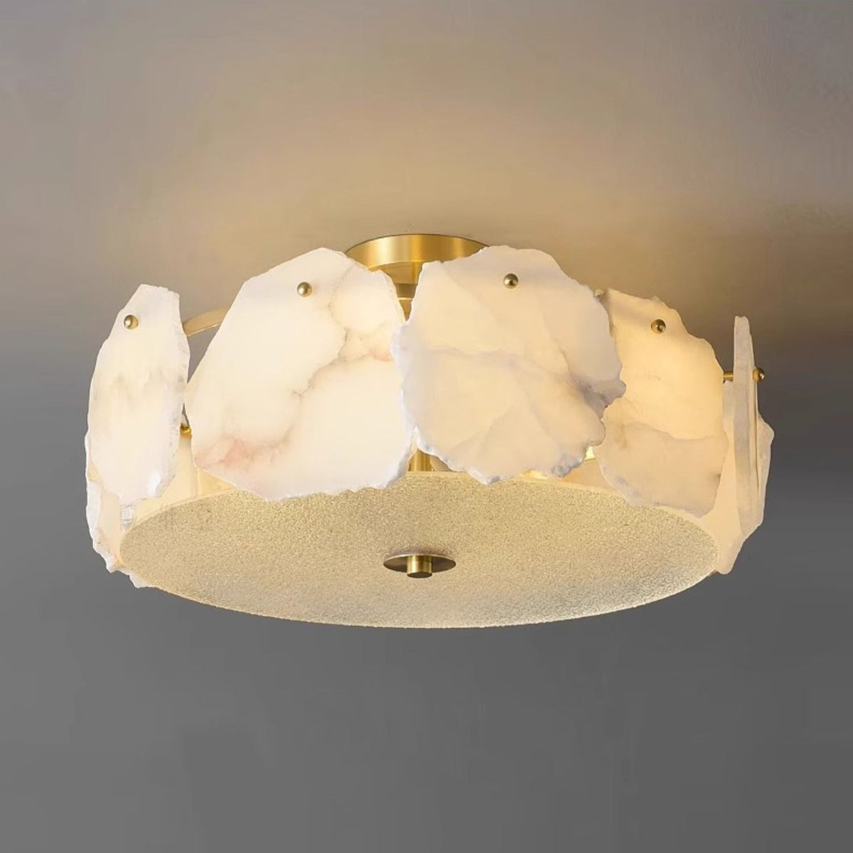Elay Plafonnier Disque Plat Raffiné en Verre Albâtre