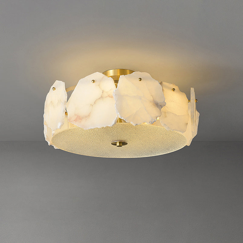 Elay Plafonnier Disque Plat Raffiné en Verre Albâtre