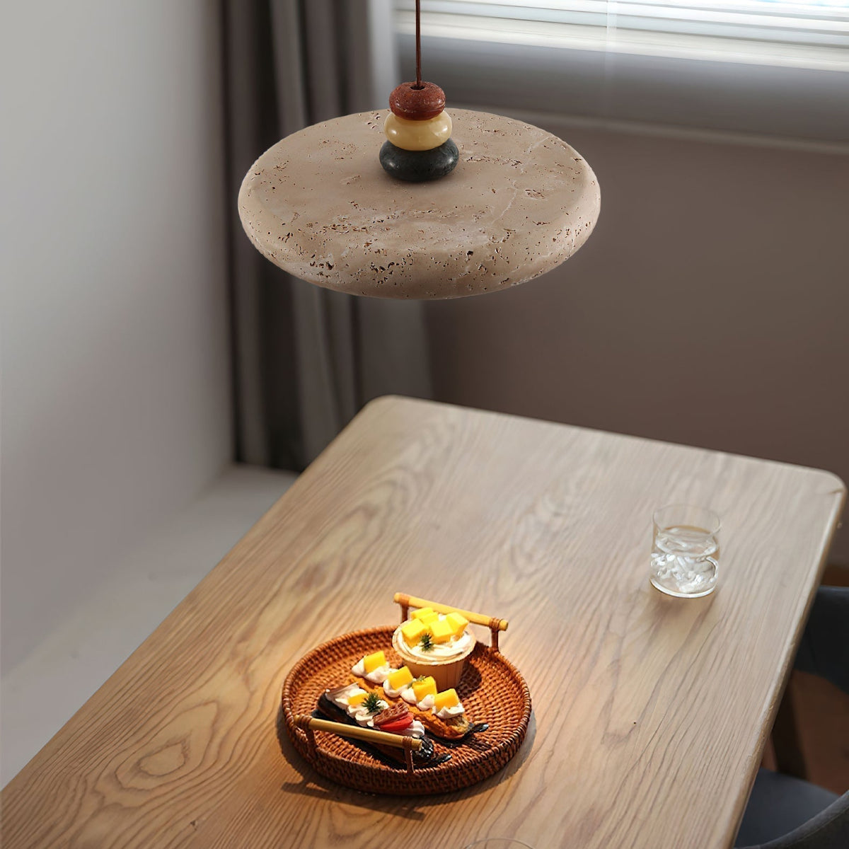 Auron Pendant Lamp Yellow travertine Marble-Neutral Decor