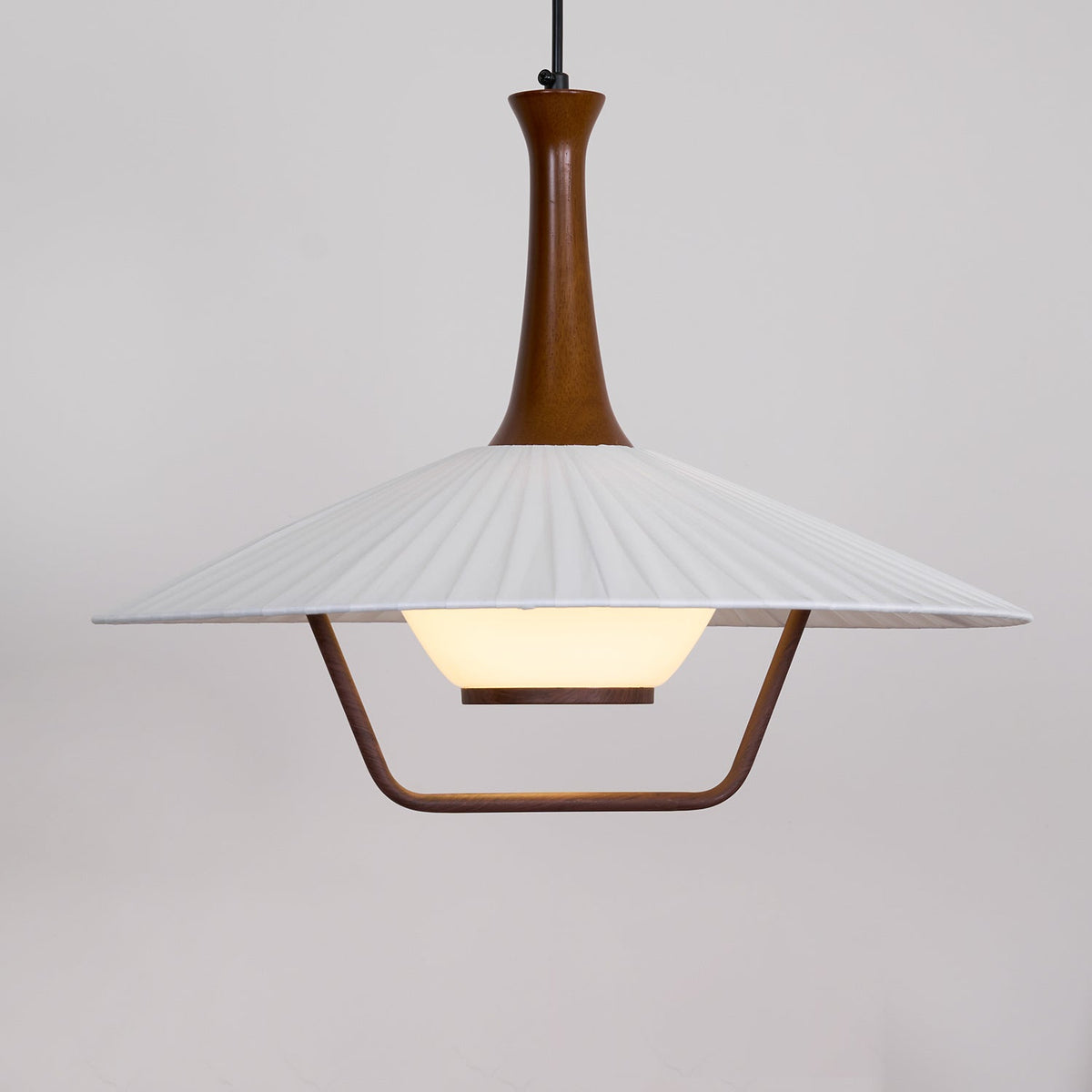 Vionne Mid-Century Wood and White Pendant Lamp-Neutral Decor
