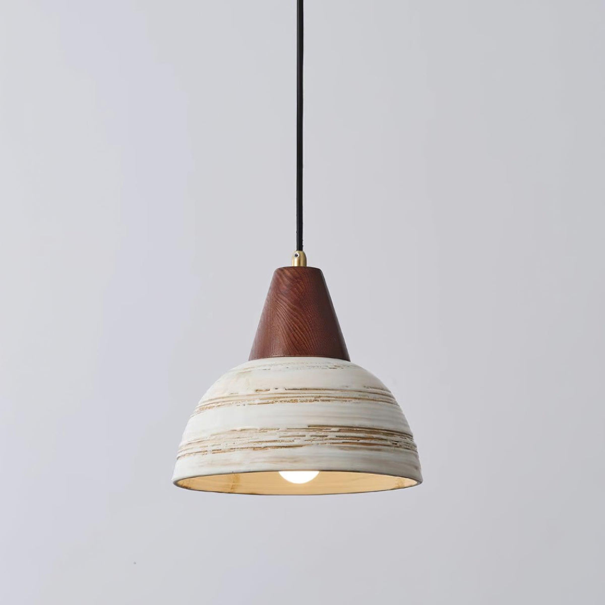 Pendant Lamp Textured Ceramic Shade Tapered Nordic Minimalist-Neutral Decor