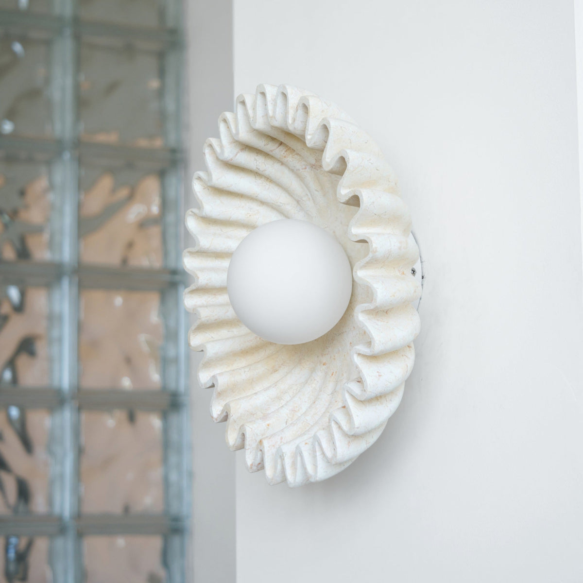 Wall Lamp Ceramics and Glass Dark Green White Black Beige Sculptural-Neutral Decor