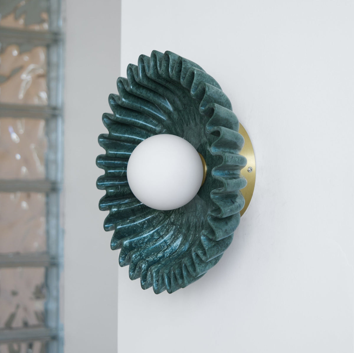 Wall Lamp Ceramics and Glass Dark Green White Black Beige Sculptural-Neutral Decor