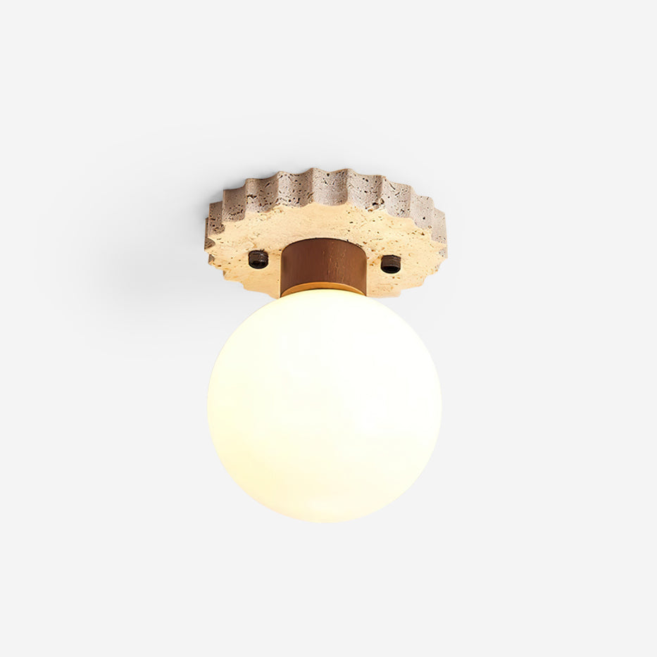 Ritta Ceiling Light Travertine Scalloped Base - Neutralighting