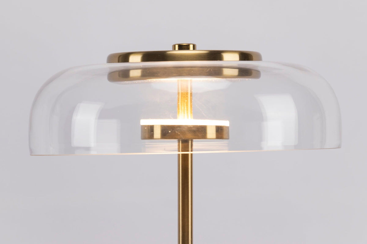 Rinelette Lampe de Table Verre Clair Ombrelle Bois Base