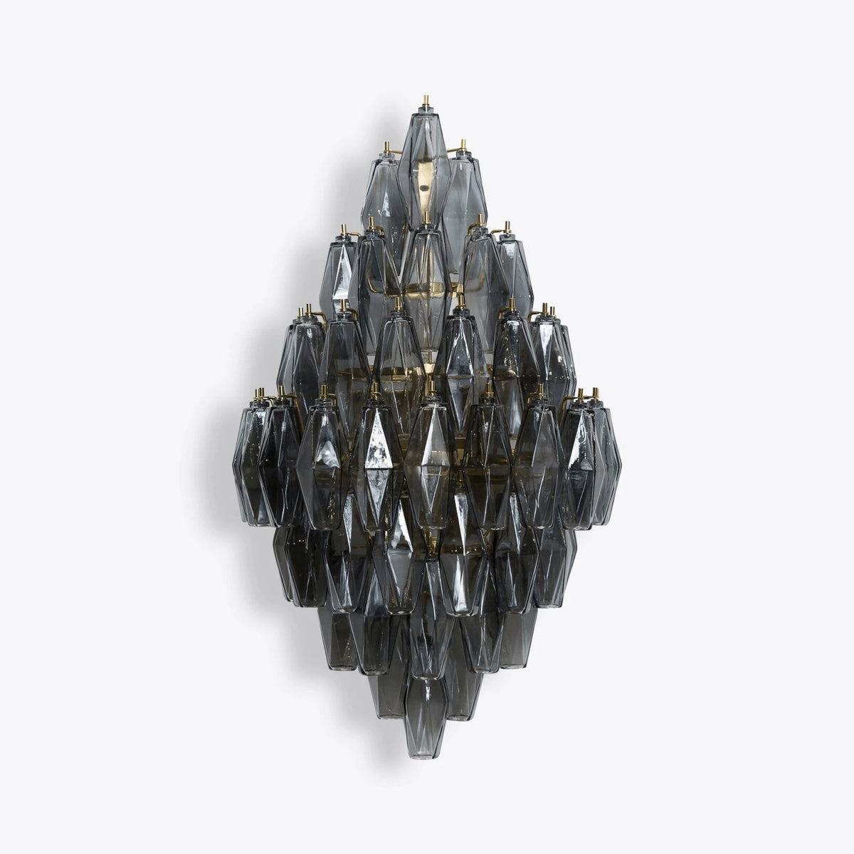 Detail of the robust metal chassis supporting the glass prisms.