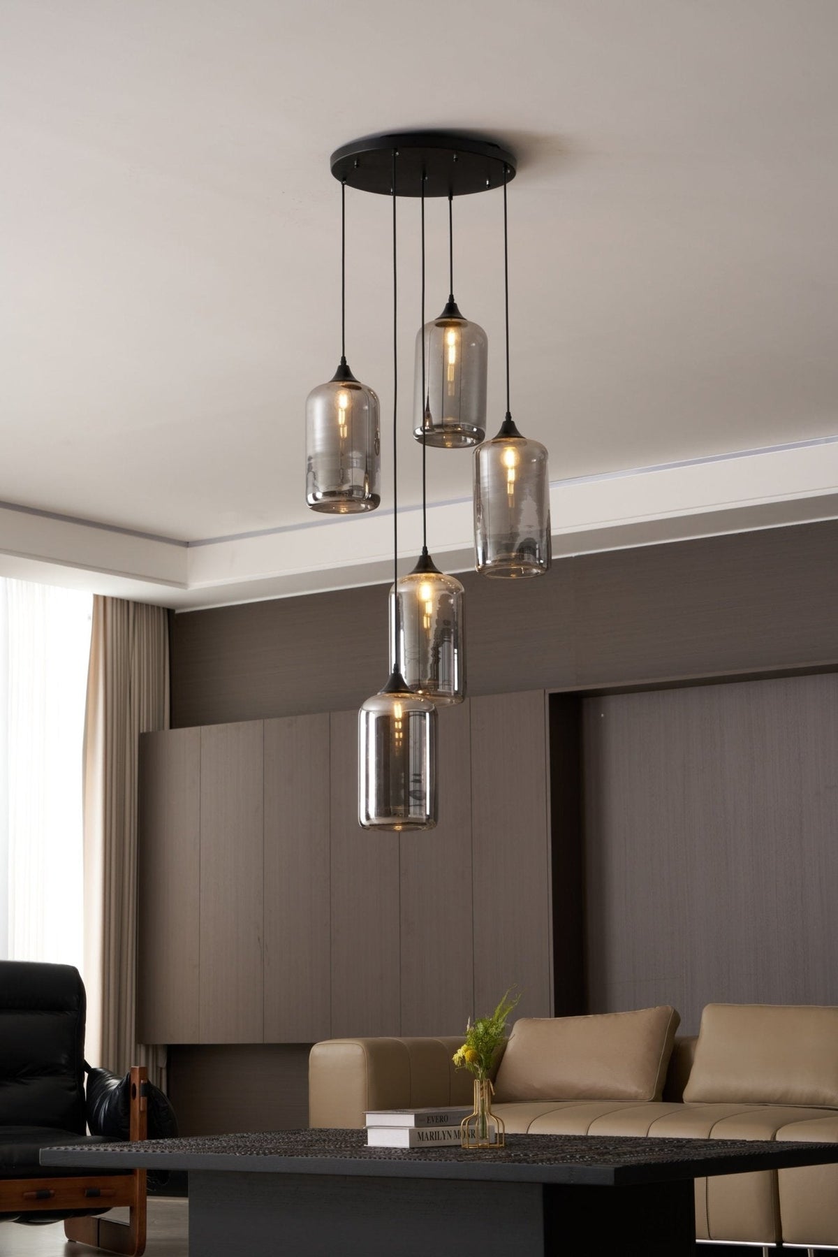 Tevely Suspension Industrielle Chic en Verre