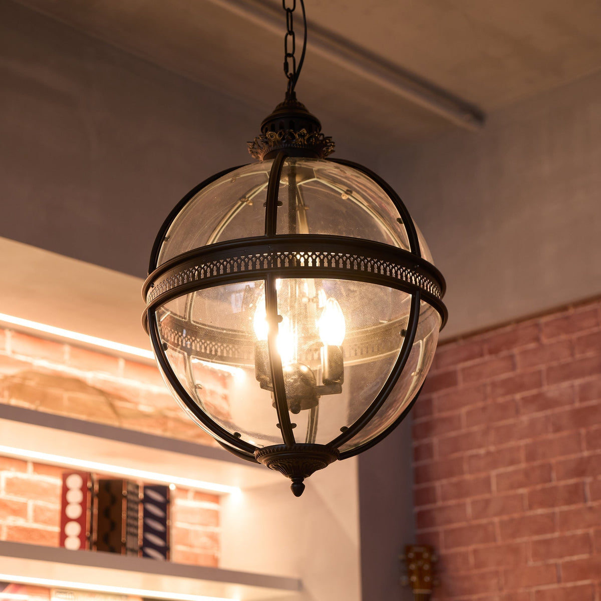 Vironar Ancien Industriel Métal Verre Suspension-Cielum
