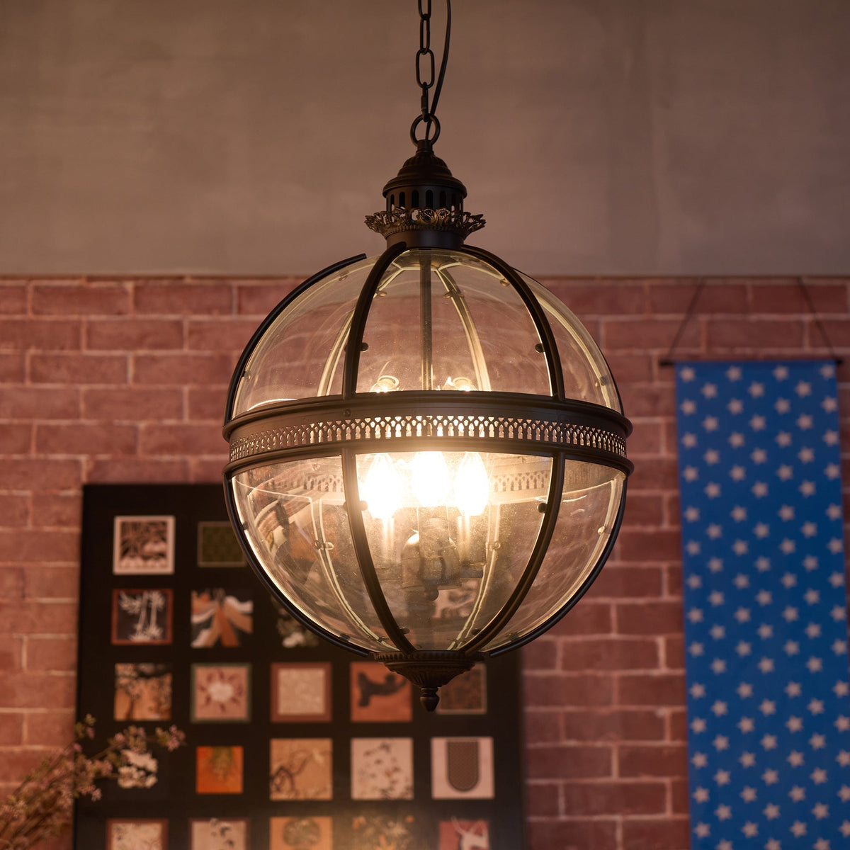 Vironar Ancien Industriel Métal Verre Suspension-Cielum