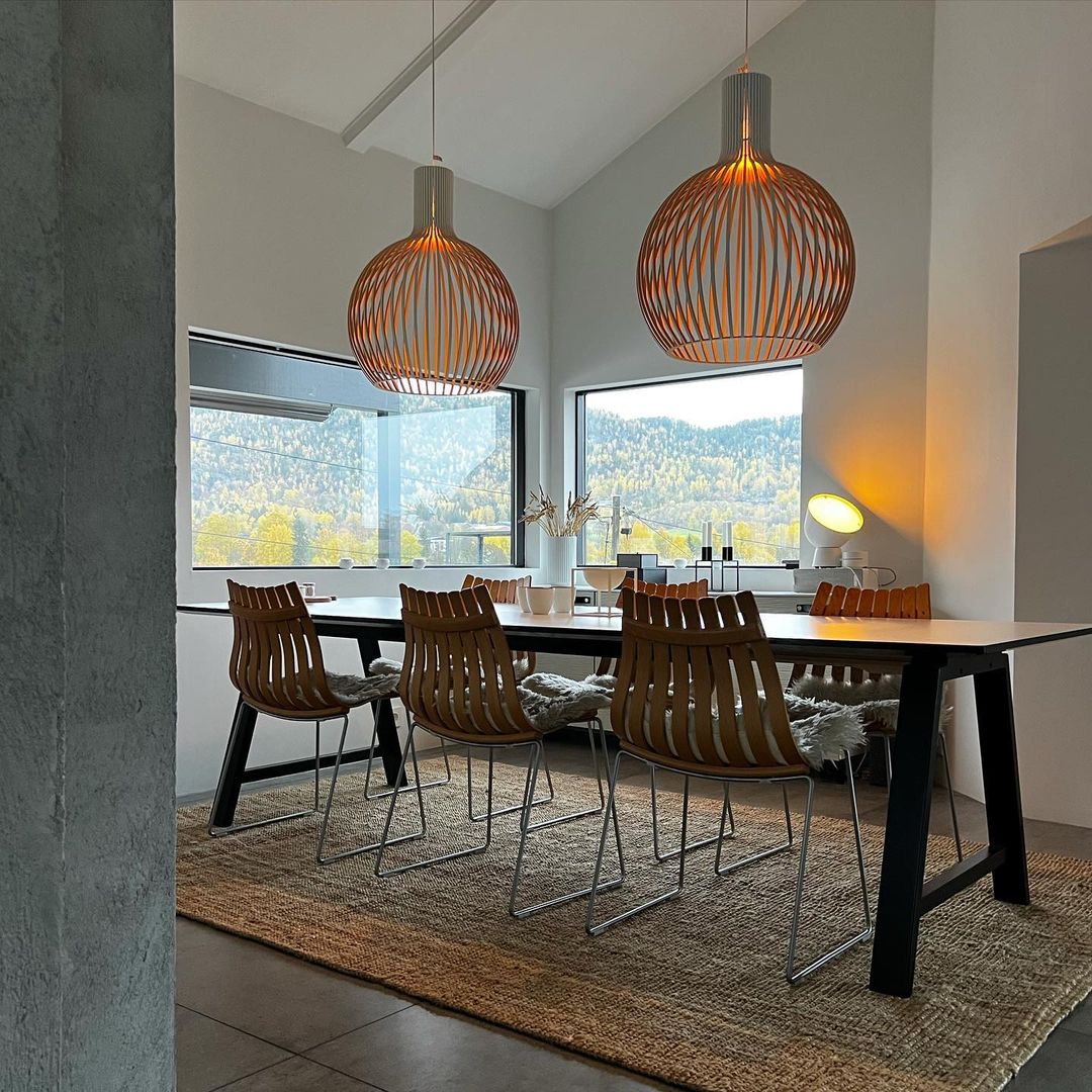 Tevenoxel Cage Lampe Suspendue Sculpturale à Cadre Ouvert en Bouleau-Cielum